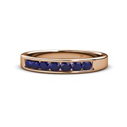 Kathiryn Blue Sapphire Stone Wedding Band Blue Sapphire Stone Channel Set Womens Wedding Band Stackable ctw K Rose Gold