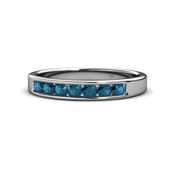 Kathiryn Blue Diamond Stone Wedding Band Blue Diamond Stone Channel Set Womens Wedding Band Stackable ctw K White Gold