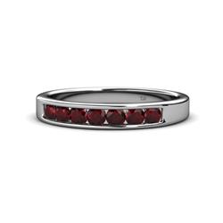 Kathiryn Red Garnet Stone Wedding Band Red Garnet Stone Channel Set Womens Wedding Band Stackable ctw Platinum