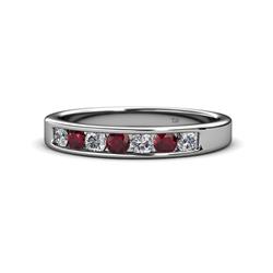 Kathiryn Ruby and Diamond Stone Wedding Band Ruby and Diamond Stone Channel Set Womens Wedding Band Stackable ctw K White Gold