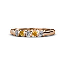 Talia Citrine and Diamond Stone Wedding Band Citrine and Diamond Stone Bar Set Womens Wedding Band Stackable ctw K Rose Gold