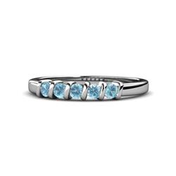 Talia Aquamarine Stone Wedding Band Aquamarine Stone Bar Set Womens Wedding Band Stackable ctw K White Gold