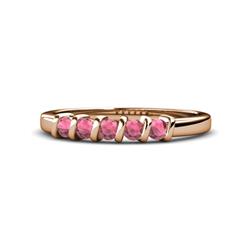 Talia Rhodolite Garnet Wedding Band Rhodolite Garnet Stone Bar Set Wedding Band ct tw in K Rose Gold