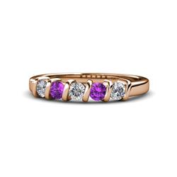 Talia Amethyst and Diamond Stone Wedding Band Amethyst and Diamond Stone Bar Set Womens Wedding Band Stackable ctw K Rose Gold