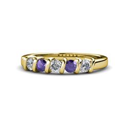 Talia Iolite and Diamond Stone Wedding Band Iolite and Diamond Stone Bar Set Womens Wedding Band Stackable ctw K Yellow Gold