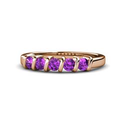 Talia Amethyst Stone Wedding Band Amethyst Stone Bar Set Womens Wedding Band Stackable ctw K Rose Gold