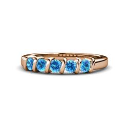 Talia Blue Topaz Stone Wedding Band Blue Topaz Stone Bar Set Womens Wedding Band Stackable ctw K Rose Gold