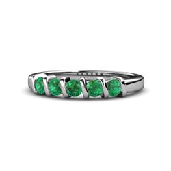Talia Emerald Stone Wedding Band Emerald Stone Bar Set Womens Wedding Band Stackable ctw K White Gold