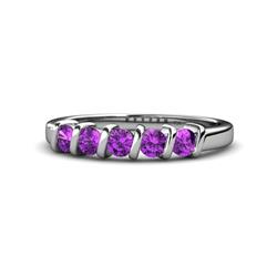 Talia Amethyst Stone Wedding Band Amethyst Stone Bar Set Womens Wedding Band Stackable ctw K White Gold