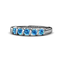 Talia Blue Topaz Stone Wedding Band Blue Topaz Stone Bar Set Womens Wedding Band Stackable ctw Platinum
