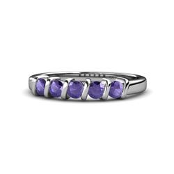 Talia Iolite Stone Wedding Band Iolite Stone Bar Set Womens Wedding Band Stackable ctw Platinum