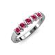 4 - Talia 3.40 mm Rhodolite Garnet 5 Stone Wedding Band 