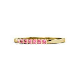Abila ctw Princess Cut Pink Tourmaline Stone Wedding Band Princess Cut Pink Tourmaline ctw Channel set Women Stone Stackable Wedding Band in K Yellow Gold
