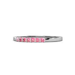 Abila ctw Princess Cut Pink Tourmaline Stone Wedding Band Princess Cut Pink Tourmaline ctw Channel set Women Stone Stackable Wedding Band in K White Gold
