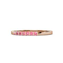Abila ctw Princess Cut Pink Tourmaline Stone Wedding Band Princess Cut Pink Tourmaline ctw Channel set Women Stone Stackable Wedding Band in K Rose Gold