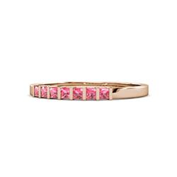 Abila ctw Princess Cut Pink Tourmaline Stone Wedding Band Princess Cut Pink Tourmaline ctw Channel set Women Stone Stackable Wedding Band in K Rose Gold