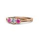1 - Irina Diamond and Pink Sapphire Three Stone Engagement Ring 