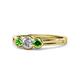 1 - Irina Diamond and Green Garnet Three Stone Engagement Ring 