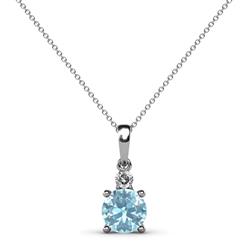 Reyne Aquamarine and Diamond Two Stone Pendant Round Aquamarine and Diamond ctw Womens Two Stone Pendant Necklace K White GoldIncluded Inches K White Gold Chain