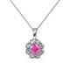 1 - Urania 0.93 ctw Pink Sapphire (5.00 mm) and Lab Grown Diamond Floral Halo Pendant 