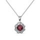 1 - Urania 0.95 ctw Ruby (5.00 mm) and Lab Grown Diamond Floral Halo Pendant 