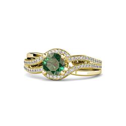 Aimee Signature Diamond and Lab Created Alexandrite Bypass Halo Engagement Ring ctw Round Diamond and Lab Created Alexandrite Swirl Womens Halo Engagement Ring K Yellow Gold