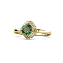 Anneka Signature Diamond and Lab Created Alexandrite Halo Engagement Ring ctw Round Diamond and Lab Created Alexandrite Milgrain Womens Halo Engagement Ring K Yellow Gold