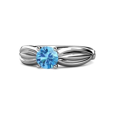 Kayla Signature Blue Topaz and Diamond Solitaire Plus Engagement Ring