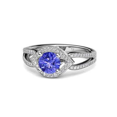 Liora Signature Tanzanite and Diamond Eye Halo Engagement Ring