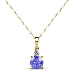 Reyne Tanzanite and Diamond Two Stone Pendant Round Tanzanite and Diamond ctw Womens Two Stone Pendant Necklace K Yellow GoldIncluded Inches K Yellow Gold Chain