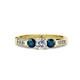 3 - Jamille Blue and White Diamond Three Stone with Side Diamond Ring 