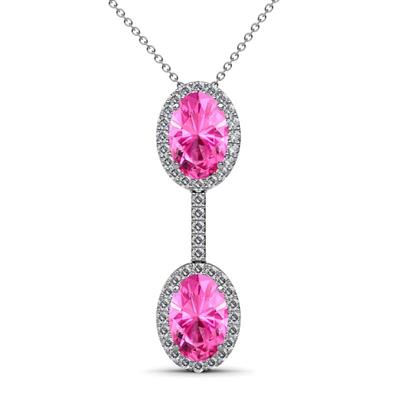 Zaneta Pink Sapphire and Diamond Halo Slider Pendant