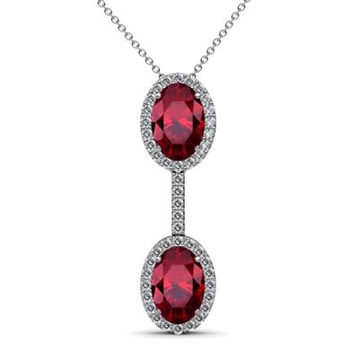 Zaneta Ruby and Diamond Halo Slider Pendant