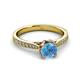 3 - Aziel Desire Blue Topaz and Diamond Solitaire Plus Engagement Ring 