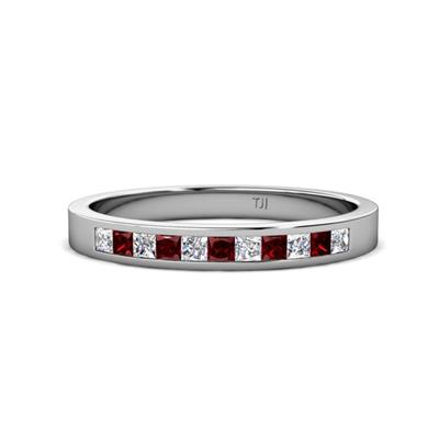 Aaryn Red Garnet and Diamond Stone Wedding Band