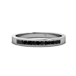 Aaryn Black Diamond Wedding Band Princess Cut Black Diamond Channel Set Womens Wedding Band Stackable ctw K White Gold