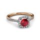 3 - Anne Desire Ruby and Diamond Halo Engagement Ring 