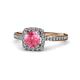 1 - Anne Desire Pink Tourmaline and Diamond Halo Engagement Ring 