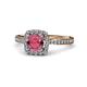 1 - Anne Desire Rhodolite Garnet and Diamond Halo Engagement Ring 