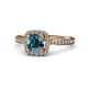 1 - Anne Desire Blue and White Diamond Halo Engagement Ring 