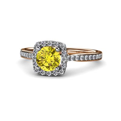 Anne Desire Yellow and White Diamond Halo Engagement Ring
