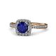 1 - Anne Desire Blue Sapphire and Diamond Halo Engagement Ring 