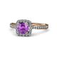 1 - Anne Desire Amethyst and Diamond Halo Engagement Ring 