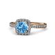 1 - Anne Desire Blue Topaz and Diamond Halo Engagement Ring 