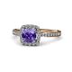 1 - Anne Desire Iolite and Diamond Halo Engagement Ring 