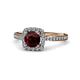 1 - Anne Desire Red Garnet and Diamond Halo Engagement Ring 