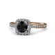 1 - Anne Desire Black and White Diamond Halo Engagement Ring 