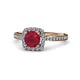 1 - Anne Desire Ruby and Diamond Halo Engagement Ring 