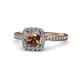 1 - Anne Desire Smoky Quartz and Diamond Halo Engagement Ring 