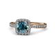 1 - Anne Desire Blue and White Diamond Halo Engagement Ring 